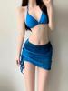 Bikini Nuevo 2025 Traje de Baño Femenino Conjunto de Cuatro Piezas Pecho Pequeño Push-up de Alta Gama Traje de Baño Dividido Estilo de Tres Puntos para Aguas Termales