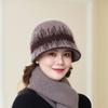 Gorro de lana grueso con forro polar cálido para madres de mediana edad y mayores, de punto para otoño e invierno, gorro de lavabo para tía de moda coreana, nuevo y moderno.