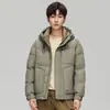 Jaqueta de Penas Fashion com Capuz Nova de Inverno para Homens, Penugem de Pato Branca, Casaco Estiloso Versátil Resistente ao Frio Quente para Trabalho para Homens