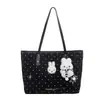 Bolso de mano de gran capacidad con lunares, bolso tote diario estilo coreano, un bolso de hombro casual moderno y lindo para el trabajo