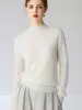 Suéter de cuello medio 100% cachemira pura para mujer, nuevo suéter de punto base ajustado para otoño e invierno, top de cachemira de manga larga