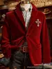 Sitio independiente transfronterizo Amazon TEME blazer de pana para hombre de manga larga con doble bolsillo