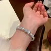 ¡Diamante Estrella de Luz de Luna! Pulsera Abierta Incrustada con Perlas, de Aspecto Lujoso y de Gama Alta, Joyería Estilo Vintage Francés al por Mayor