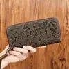Billetera Larga para Hombre de Cuero de Vaca de Primera Capa, Bolso de Mano Clutch Retro Estampado de Alta Gama, Clutch de Viaje para Hombre de Gran Capacidad