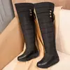 Botas de Cordones de Caña Alta con Tacón de Cuña, Botas Casuales con Piel Gruesa para la Nieve, Amazon 40-44 Talla Grande, Botas de Comercio Exterior