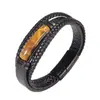 Procesamiento y Personalización de Pulseras de Cuero para Hombre con Piedra Ojo de Tigre Pulseras Multicapa Populares en Europa y América Hebillas Magnéticas Hebillas de Acero Inoxidable
