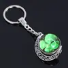 Chaveiro de Trevo de Quatro Folhas Fluorescente, Chaveiro de Bola de Cristal Brilhante da Sorte, Chaveiro Grande de Cristal de Trevo de Quatro Folhas Giratório