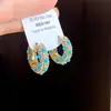 Pendientes Redondos de Resina Vintage Usados con Pedrería Lujo Ligero Sensación de Alta Gama Tachuelas Exquisito Sentido de Diseño Único Joyería para Orejas