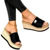Nuevos sandalias y chanclas de moda para mujer de talla grande de verano con boca de pez, tela, Europa y Estados Unidos, sandalias y chanclas de moda, zapatos de mujer con tacón de cuña aumentado, venta al por mayor de fábrica