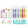 Conjunto de Crochê Amazon Colorido Cabo de Escova de Dentes Bolsa para Barba Conjunto de Acessórios de Crochê Marcador Alfinete Garrafa Cortadores de Linha de Pesca