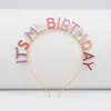 Nova Faixa de Cabelo Colorida com Gotejamento de Tinta Letra Feliz Aniversário Festa de Aniversário Infantil Faixa de Cabelo Estrela Acessório de Cabelo
