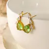 Pendientes de Zirconia Verde Forma de Gota Lujo Ligero Bicolor Industria Pesada Europea y Americana Pendientes de Gota con Piedras de Colores Pendientes de Botón para Mujer Celebridad de Internet Joyería Transfronteriza Venta al por Mayor