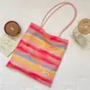 67283 Bolso Tote Rayado Pintura al Óleo Degradado Arcoíris, Bolso de Hombro de Lona de Gran Capacidad para Salidas de Verano