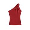 25 Nuevo Estilo Verano Puro Deseo Asimétrico Hombro Caído Top Retorcido Femenino Sexy Delgado Sexy Hombros Descubiertos Camiseta Sin Mangas Espalda