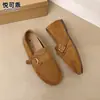 Mocasines planos retro de piel genuina para mujer, nueva colección otoño 2026, sin cordones, completamente cerrados, estilo Birkenstock, y zapatos casuales