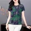 Camiseta Feminina Estilo Europeu com Ombro Normal 2026 Novo Design de Moda Feminina Manga Curta Top Versátil de Verão Gola Redonda Roupa de Verão
