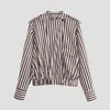 Comercio Exterior Estilo Europeo y Americano Primavera Nueva Camisa de Manga Larga Versátil a Rayas para Mujer