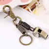 Silbato Decorativo Colgante de Bronce Antiguo Simple para Llavero de Coche de Hombre, Colgante Versátil de Cuero Trenzado Vintage para Mochila