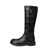 Nuevas botas de montar retro de suela gruesa para otoño e invierno para mujer, hasta la rodilla, adelgazantes, con tacones gruesos, botas largas y detalles de hebilla, adecuadas para adultos