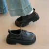 Mocasines de cuero negros para mujer, nueva colección de otoño 2026, cuero suave, estilo con cordones, suela gruesa, que aumentan la altura, perfectos para combinar con vestidos