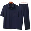 Traje de Verano Estilo Chino Tang para Hombres de Mediana Edad y Mayores, Atuendo para Papá, Atuendo para Abuelo, Ropa para Ejercicio Matutino con Diseño de Botones Chinos Tradicionales, Elegante y Personalizable