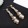 Aretes Largos de Lujo Europeos y Americanos Novia Perla Aretes de Diamante Completo Aretes de Diamante Flash de Corte Celebridad Joyería de Venta Caliente