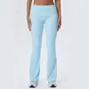 Calça Yoga Europeia e Americana Cintura Dobrável Nuvem Alta Elasticidade Levanta Bumbum Esportiva Flare Levemente Flare Corrida Fitness 62327