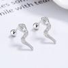 Clavo de oreja de hilo de serpiente de plata de ley 925 con diseño de nicho para mujer, clavo de hueso de oreja con personalidad, temperamento, estilo simple, joyería para orejas