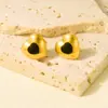 Pendientes Transfronterizos en Forma de Corazón para Mujer, Pendientes de Corazón Color Melocotón de Lujo Nicho, Pendientes de Moda Chapados en Oro de 18 Quilates, Joyería con Goteo de Aceite en Stock