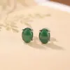 Pendientes Yiluyin de Plata de Ley S925 Chapados en Oro con Piedras Preciosas de Jade Natural, Pendientes de Plata Elegantes y Lujosos de Moda para el Trabajo