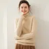 Nueva colección de otoño e invierno: suéter de cachemira grueso para mujer con patrón de jacquard, cuello alto, corte holgado, moderno, suave y cómodo, tejido