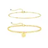 Tobillera con Colgante de 26 Letras en Forma de Disco para Comercio Exterior Transfronterizo Moda Moderna Estilo Simple Casual Cadena Doble para Tobillo para Mujeres 2026
