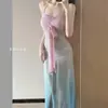 Vestido Largo de Chica Atractiva al Atardecer Traje de Baño Bikini de Tres Piezas Dividido para Mujer Versátil de Celebridad de Internet Traje de Baño con Tirantes de Playa