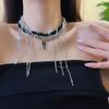 Collar Cruzado de Múltiples Capas Estilo Diablo Gargantilla para Mujer Cadena de Hueso de la Clavícula con Cuentas de Contraste Cadena de Collar Punk de Moda