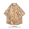 Camisa Floral Retro Vintage Estilo Hong Kong de Manga Corta Diseño Estilo Tailandés Hawaiano Camisa de Marca Atractiva de Moda para Hombres y Mujeres