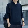 Sudadera con Capucha y Media Cremallera Estilo Patchwork Americano para Hombre Nueva Colección Primavera/Otoño 2026 Retro Camisa Polo Holgada Cuello Alto Manga Larga