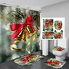 Directamente desde el extranjero: Set creativo navideño de cuatro piezas para baño, que incluye una cortina de ducha navideña de poliéster, suministrado directamente por el fabricante