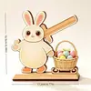 Adorno de Madera de Pascua Conejito de Dibujos Animados Pollito Zanahoria Cartel de Madera Decoración de Fiesta Festiva Manualidad Fuente Transfronteriza