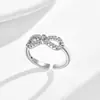 Anel Shijia de Cobre com Microincrustação de Zircônia para Mulheres, Laço Simples Amor Eterno com Diamantes, Anel para Dedo Indicador Amor Infinito Venda por Atacado