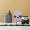 Conjunto de chá de viagem criativo de panda, copo expresso portátil, kit de armazenamento de uma panela e três copos para acampamento, presente corporativo, xícara de chá