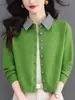 Suéter Corto de Punto a Cuadros Color-Block Nuevo para Mujer Otoño/Invierno con Cuello Campana para Mujeres Pequeñas, Elegante Ropa Exterior Falsa de Dos Piezas