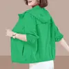 Ropa de Verano Fina para Mujer con Protección Solar, Nuevo Estilo Transfronterizo, Corte Holgado, Talla Grande, Chaqueta Corta Transpirable Casual, Cómoda y Casual