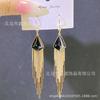 Pendientes largos de borla de cadena larga de cristal geométrico de moda europea y americana para mujer, nuevos pendientes de gancho para la oreja estilo socialité de lujo ligero de moda, joyería para la oreja