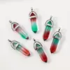 Pendente Coluna Hexagonal de Pedra Natural Cristal Natural Europeu e Americano Prisma Hexagonal Bala Hexaédrico Colar de Corda de Cera Preta