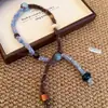 Colar de Puxar de Lã Tricotada com Contas Retro para Mulheres 2025 Novo Design Único Corrente para Suéter Acessórios Personalizados para Gola Halter