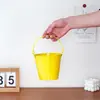 Balde pequeno de metal simples, vaso para suculentas, balde de brinquedos, porta-pincéis de maquiagem e canetas, cor de doce, balde de armazenamento de mesa com alta estética