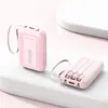 Novo tesouro de carregamento no atacado 20000 mA mini grande capacidade ultrafino com cabo de carregamento integrado power bank móvel presente