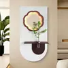 Pintura decorativa de hall de entrada estilo medieval com luzes LED, prateleira criativa para arranjo de flores e arte de parede para sala de estar e corredor