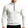 Sudadera de cuello alto transfronteriza, suéter de punto casual americano con media cremallera para hombre, sudadera de manga larga jacquard patchwork otoño e invierno