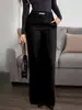 Calças retas folgadas plus size com caimento fluido, novo estilo feminino primavera e outono 2026, cintura média, emagrecimento, calças casuais